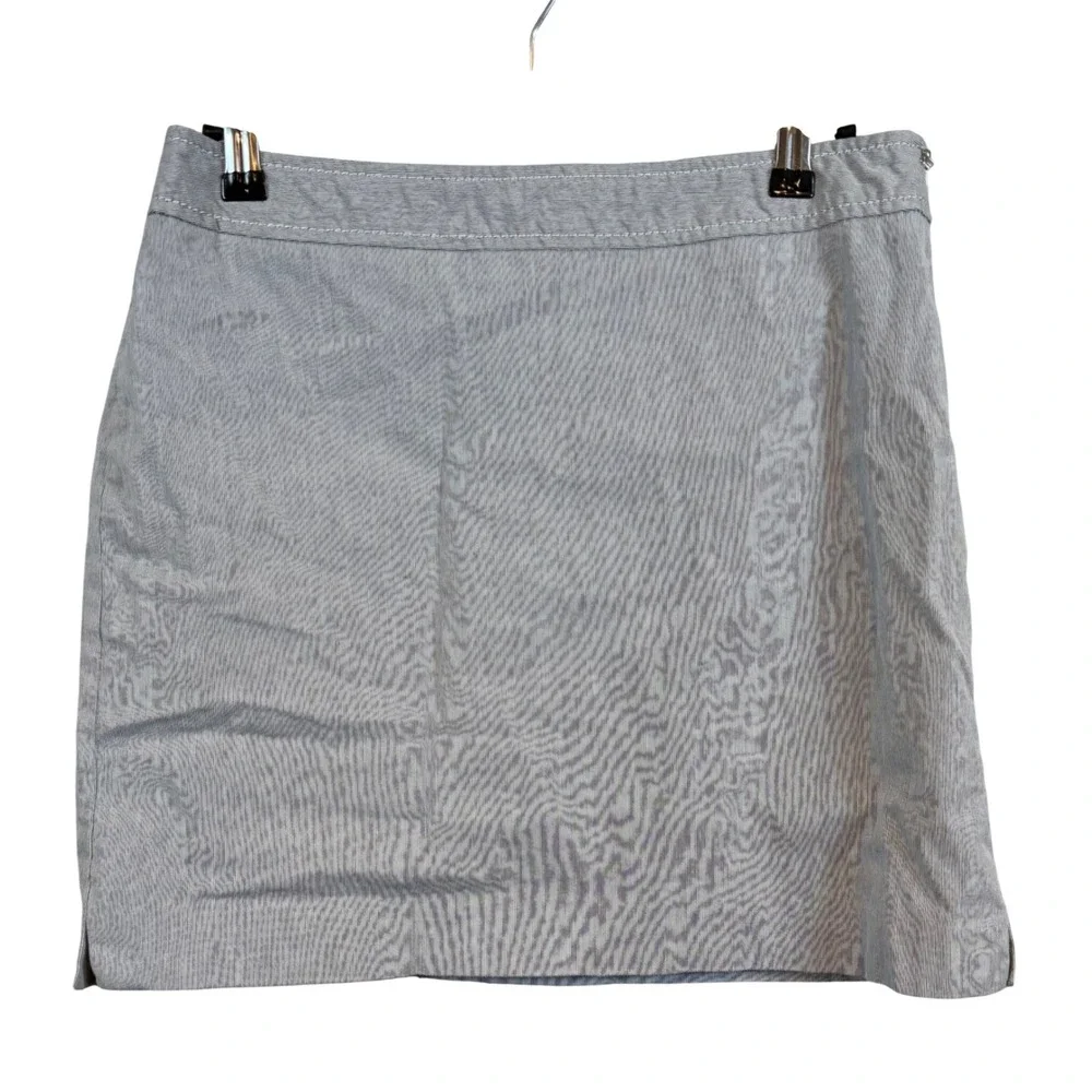 Express Grey White Micro Stripe Mini Skirt‎ Size 4 Stretch Cotton Blend Side Zip